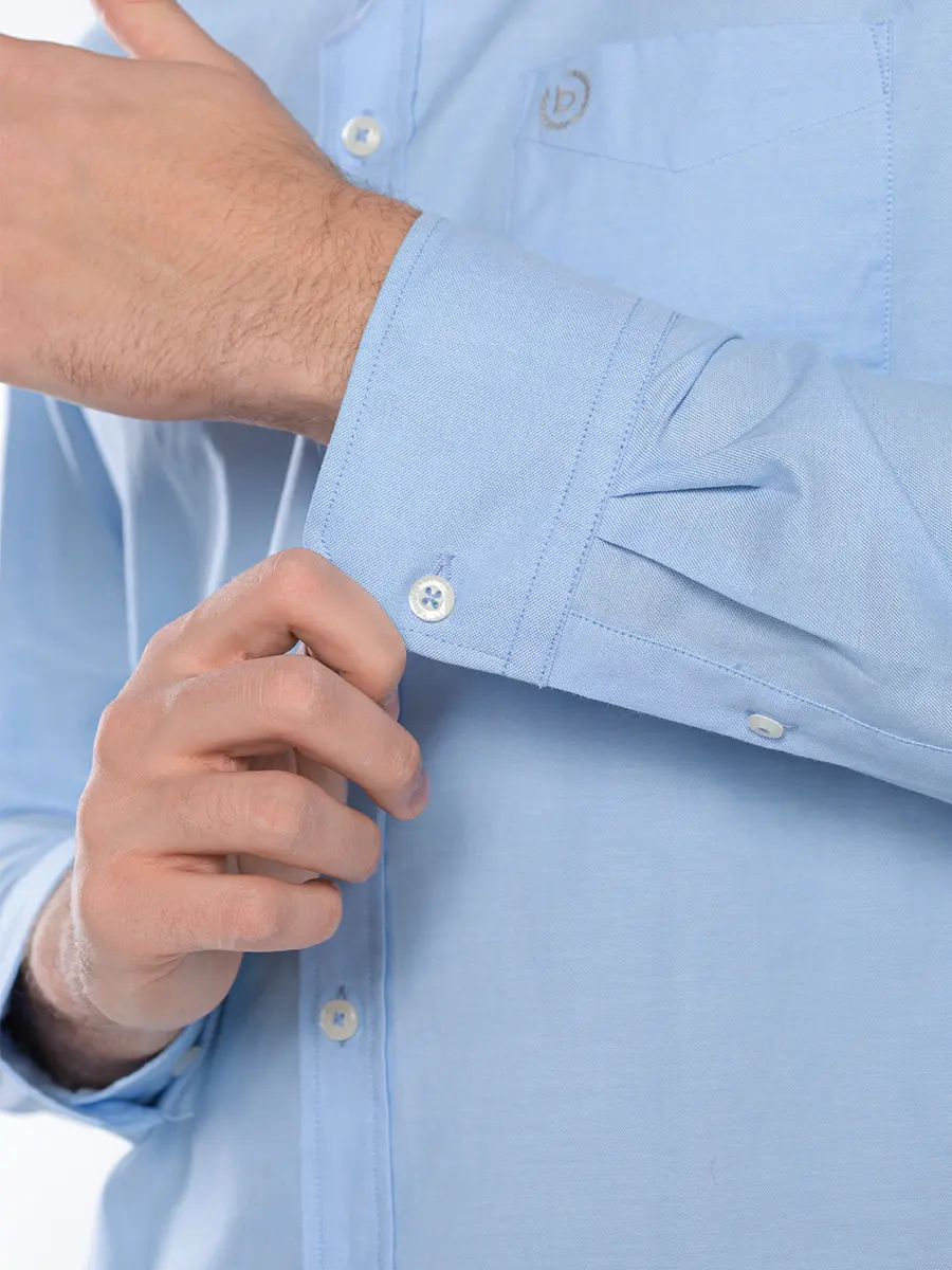 Рубашка прямого кроя голубого цвета из хлопка